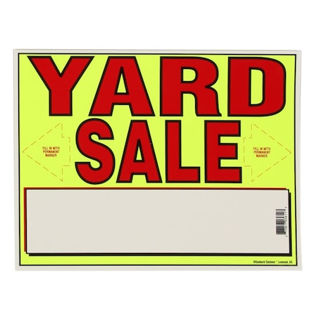 Sunburst Systems Sign Yard Sale 11 in x14 in Weather Resistant, 4-Pack PK 3644